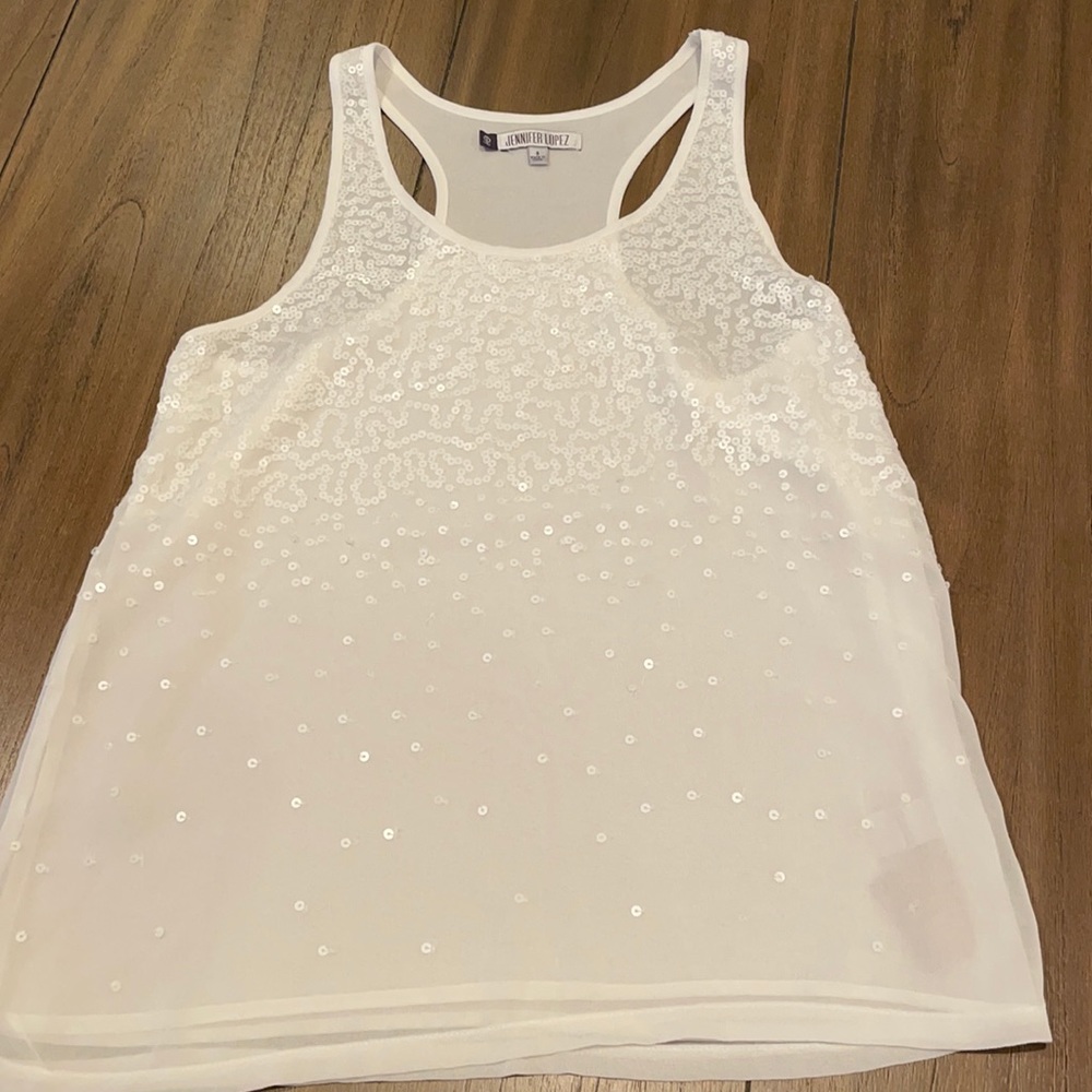 🟡 White Sequin Tank Top